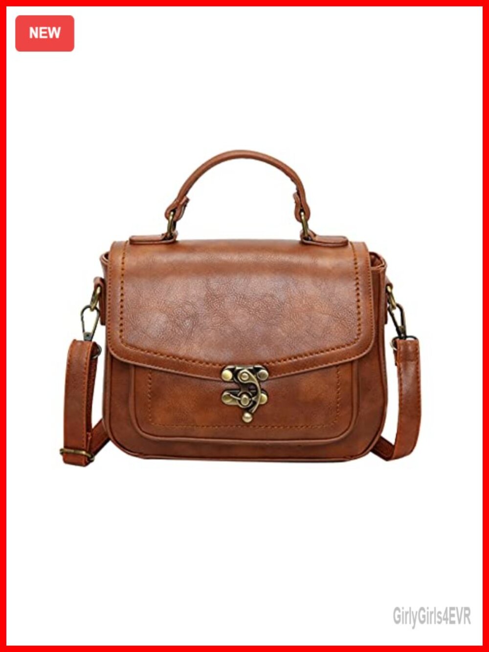 PU Leather Saddle Crossbody Bag Detachable Strap Satchel Purse